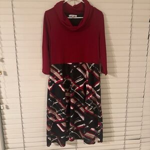 Robbie Bee Red and Black Long Sleeve Dress